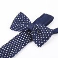 Fish Embroidery Mens Blue Wool Custom Knit Tie with Flat End